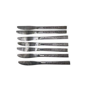 Vintage Imperial Intl Serta Stainless Steel Floral Knives Set Of 7 Discontinued
